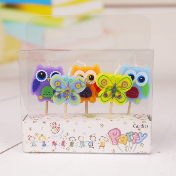Birthdays Decoration Owl And Butterfly Candle