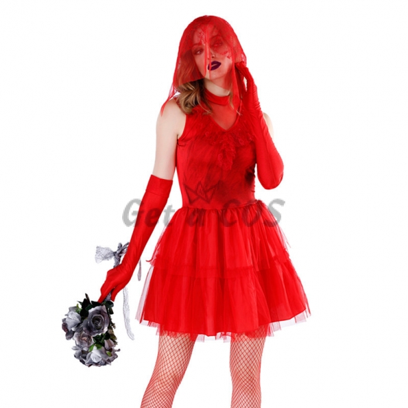 Ghost Costume Red and Black Bride Dress