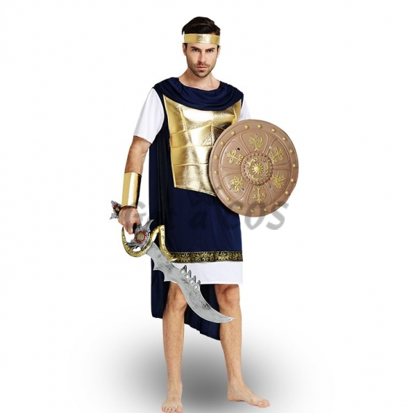 Roman Costume Dark Blue Gold Armor Warrior