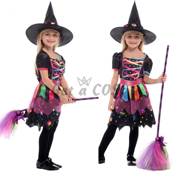 Witch Costume Kids Rainbow Style