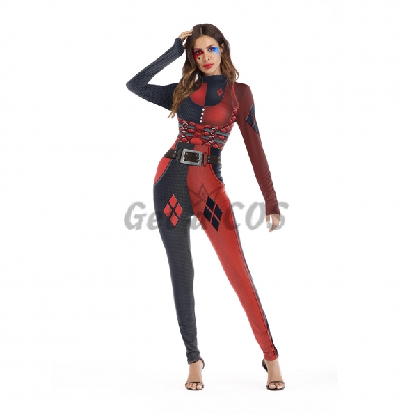 Harley Quinn Halloween Costumes Contrast Jumpsuit
