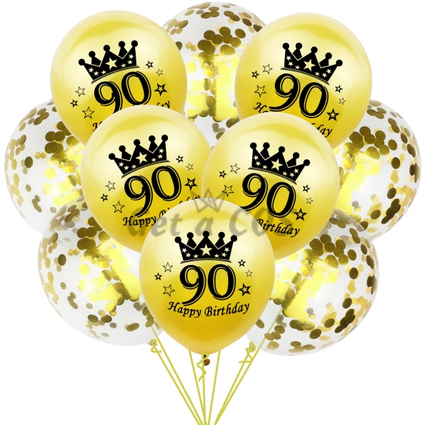 Birthday Balloons Gold Transparent Sequins