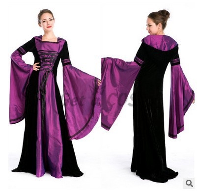 Halloween Costumes Purple Retro Mopping Skirt