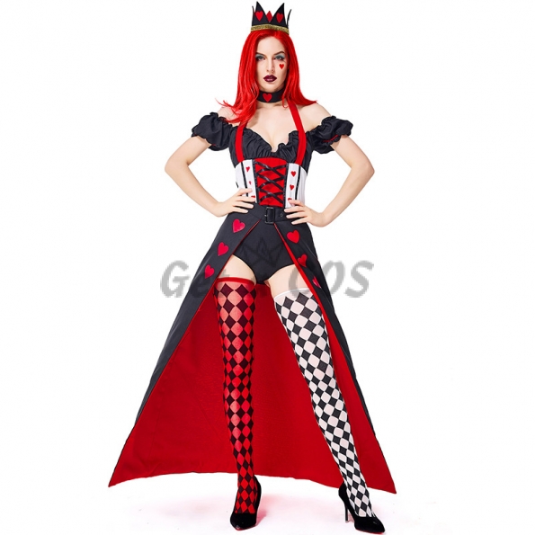 Women Sexy Halloween Costumes Queen Of Hearts In Wonderland High Fork Tail Skirt