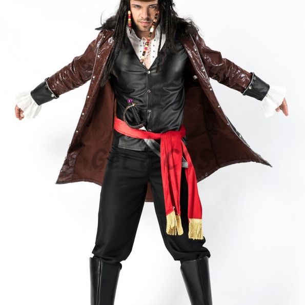 Men Halloween Luxury Pirate Costumes Caribbean Pirate Uniform