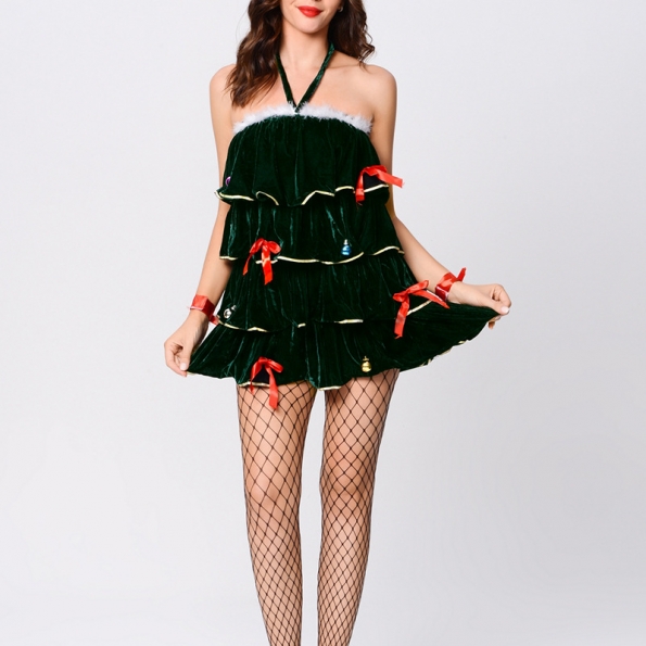 Women Halloween Costumes Green Christmas Tree Outfit