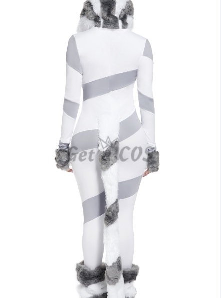 Women Halloween Costumes Snow Cat White Clothes