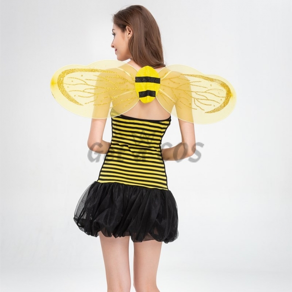 Women Halloween Costume Yellow Striped Insect Style