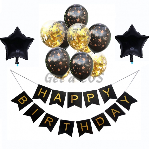 Birthday Balloons Black Letter Dot Printing