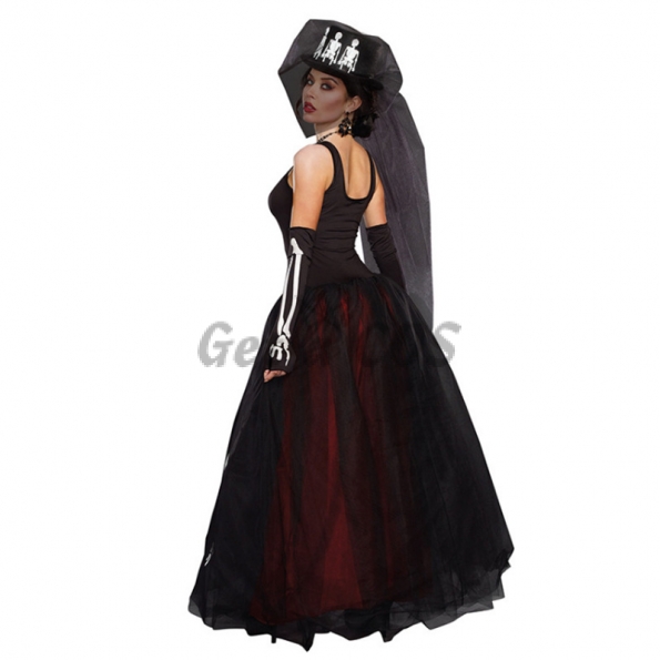 Women Halloween Costumes Skeleton Zombie Bridal Dress