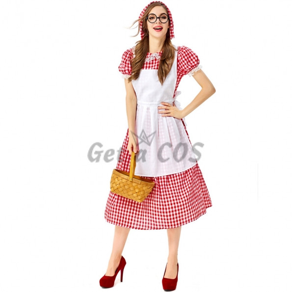 Halloween Costumes Red And White Plaid Lace Beer Dress