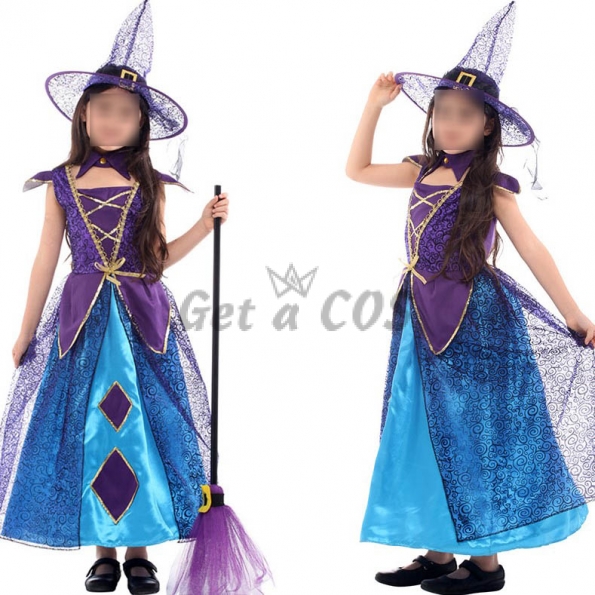 Girls Witch Costume Colorful Dress