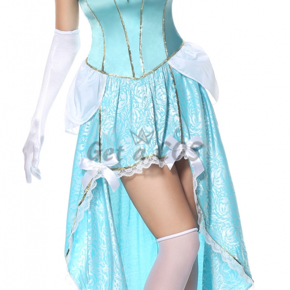 Women Halloween Costumes Blue Princess Dress