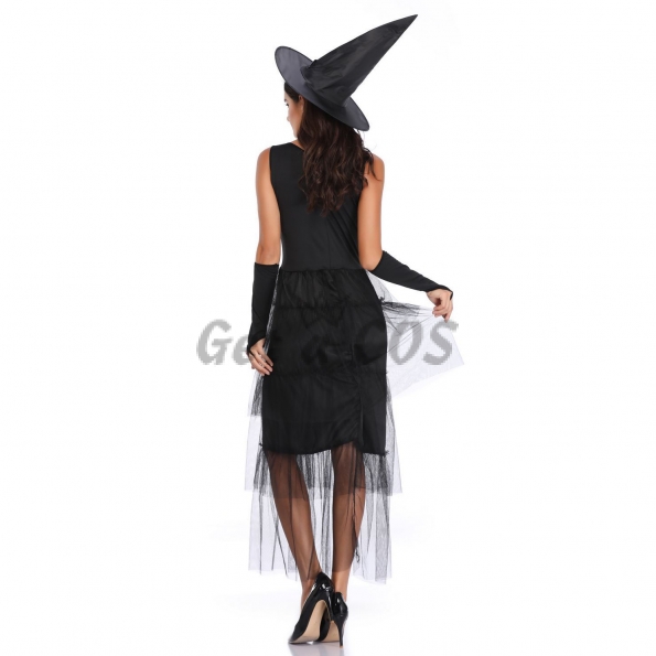 Women Halloween Costumes Black Lace Witch Suit
