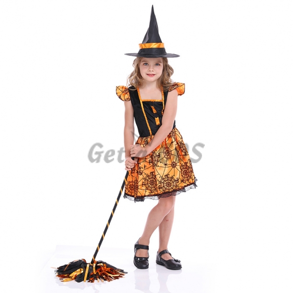 Witch Halloween Costumes Pumpkin Spider Dress