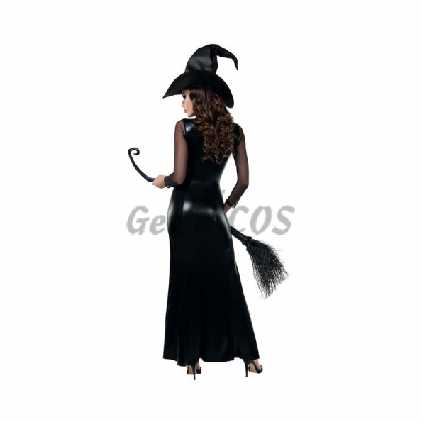 Sexy Halloween Costumes Faux Leather Witch Dress
