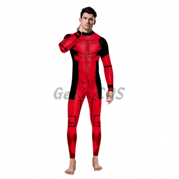 Men Halloween Costumes Deadpool Print Jumpsuit