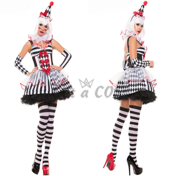 Women Halloween Costumes Clown Wave Point Dress