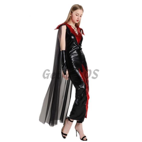 Halloween Costumes PU Leather Black Devil Witch Dress