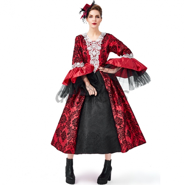 Women Halloween Renaissance Costumes Gothic Palace Lace Dress