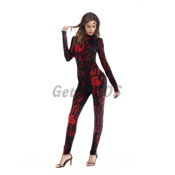 Scary Halloween Costumes Bloodstain Print Jumpsuit