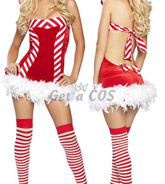 Sexy Halloween Costumes Hip-hop Christmas Stripe Dress