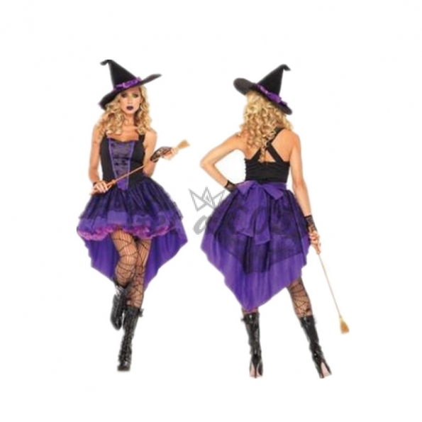 Witch Halloween Costumes Purple Swallowtail Dress