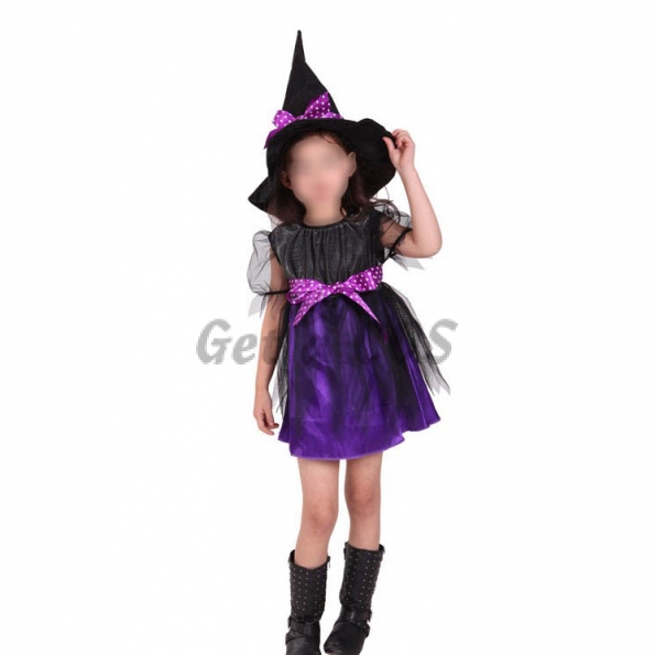 Witch Costume Kids Purple Net Yarn