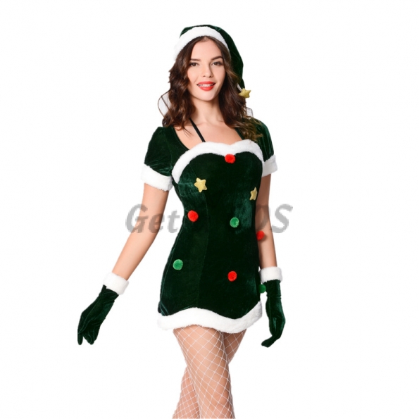 Christmas Costumes Green Elf Party Dress