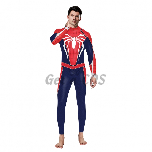 Men Halloween Costumes Spiderman Print Jumpsuit
