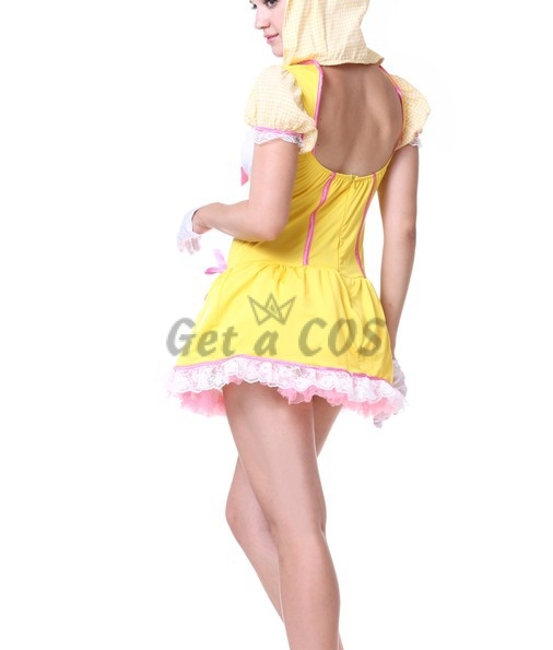 Women Halloween Costumes Yellow Bear Princess Dress