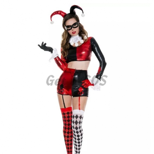 Harley Quinn Halloween Costumes Funny Clown Dress