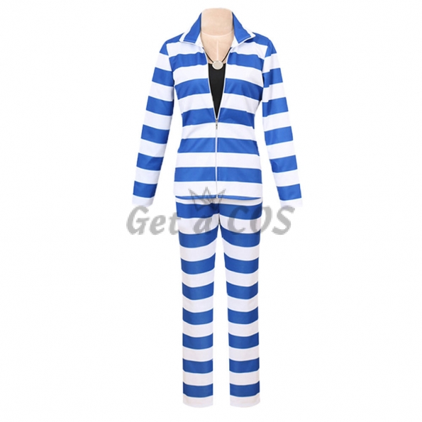 Men Halloween Costumes Anime Prisoner Striped Suit