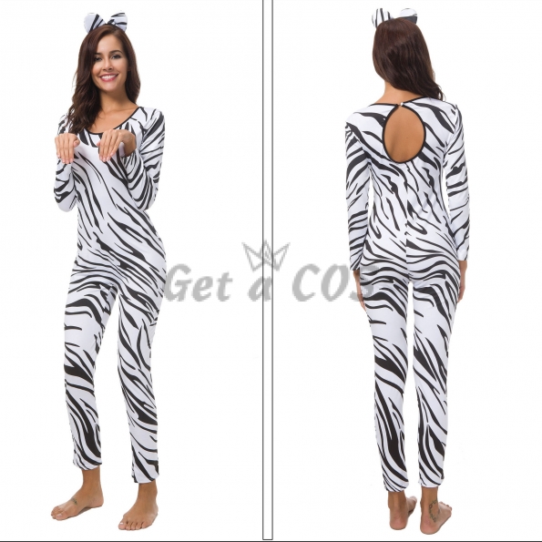 Women Halloween Costumes Zebra Bodysuit