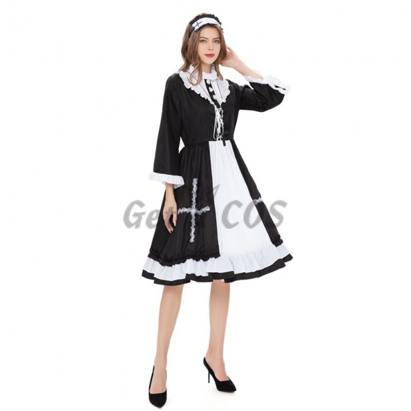 Halloween Costume Cat Apron Maid Dress