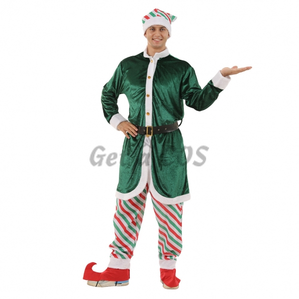Men Halloween Costumes Christmas Elf Green Set