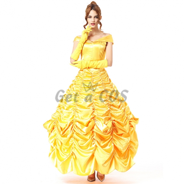 Women Costumes Yellow Fairy Princess Dress Vintage Style