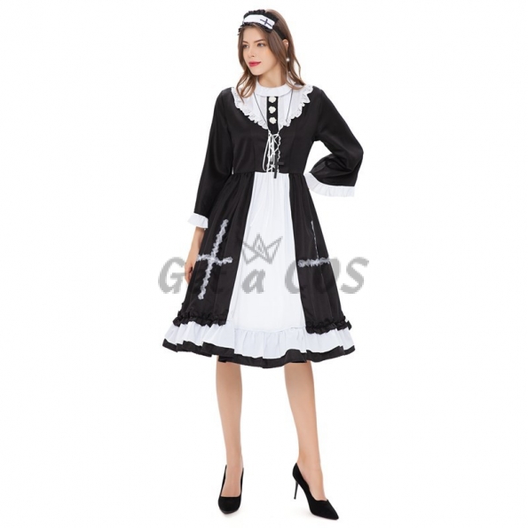 Halloween Costume Cat Apron Maid Dress