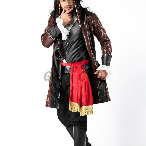 Men Halloween Luxury Pirate Costumes Caribbean Pirate Uniform