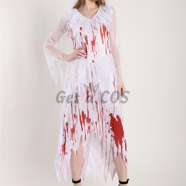 Scary Halloween Costumes Bloody Ghost Bride Dress