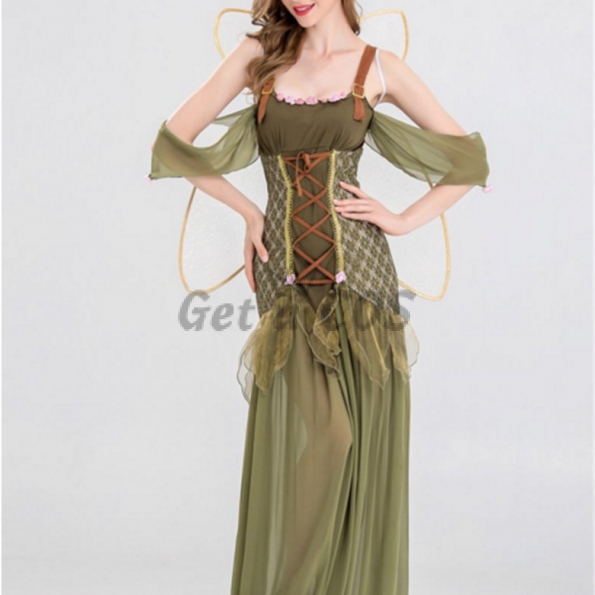 Halloween Costumes Green Fairy Flower Angel Dress