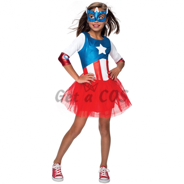 Captain America Costume Kids Superhero Dress