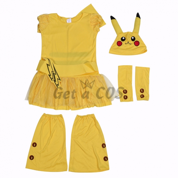 Cute Pikachu Skirt Children's Costume 4 Piece Set
