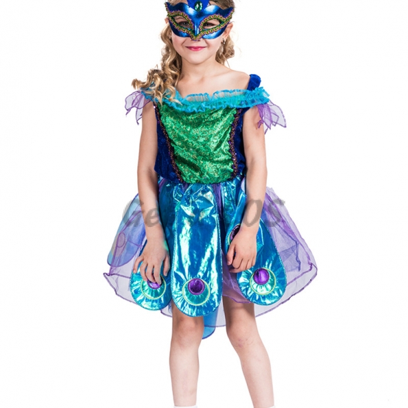 Girls Halloween Costumes Peacock Princess Dress