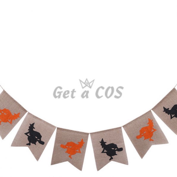 Halloween Decorations Witch Linen Pull The Flag