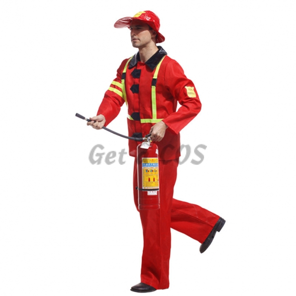 Military Costume Men Red Fire Suit