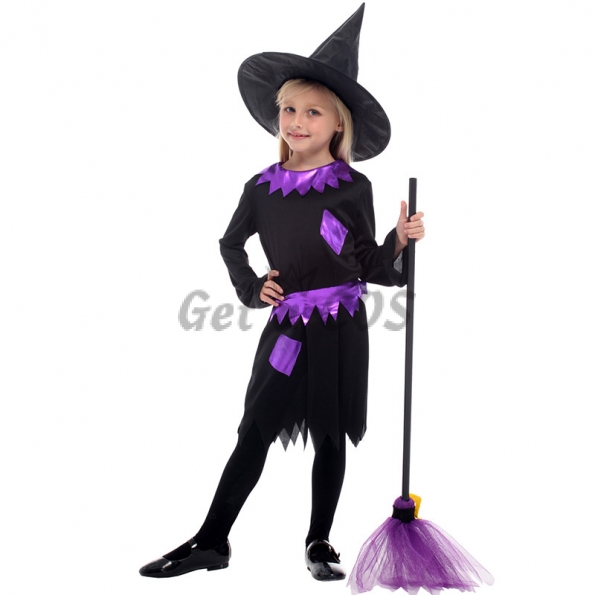Witch Costume Kids Purple and Black Pretty Dress