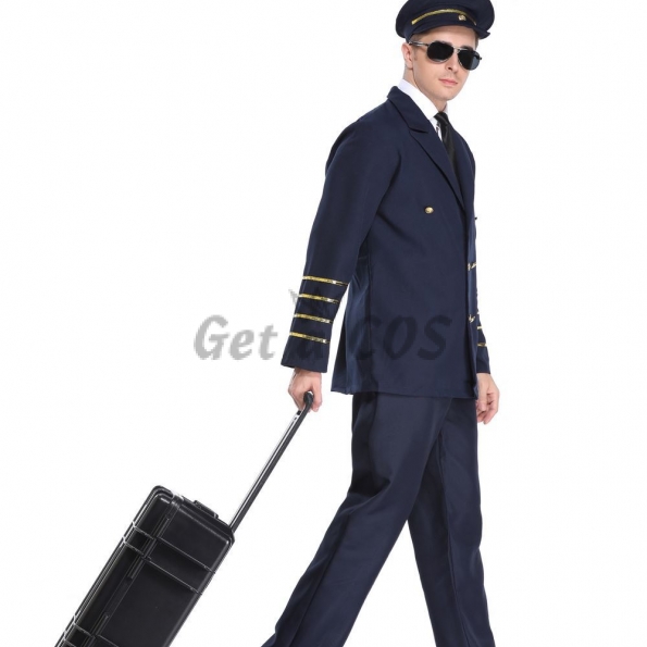Men Halloween Costumes Pilot Captain Uniform