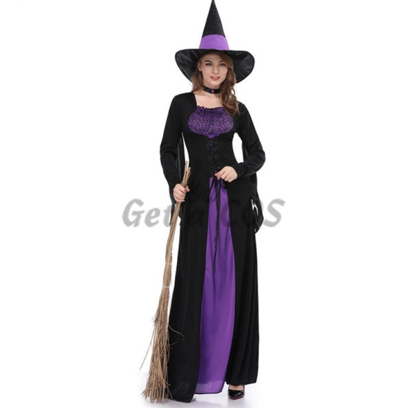 Adult Halloween Costume Purple Witch Dress