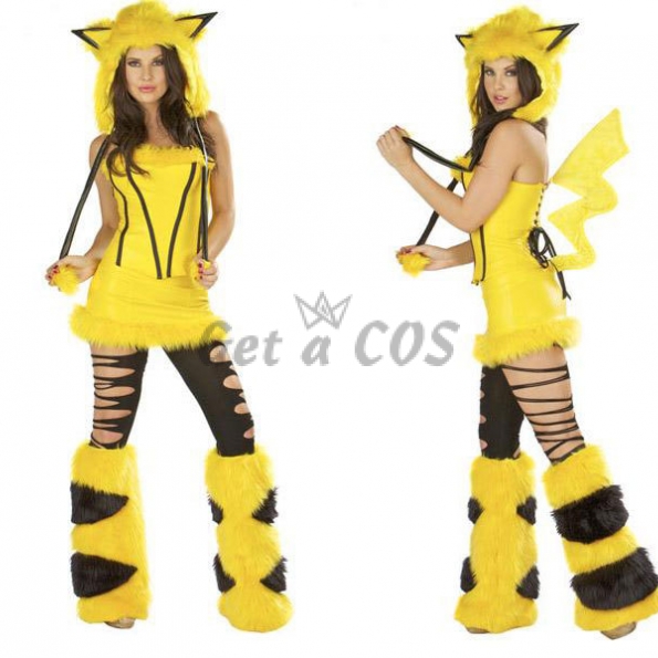 Women Halloween Costumes Pikachu Furry Outfit